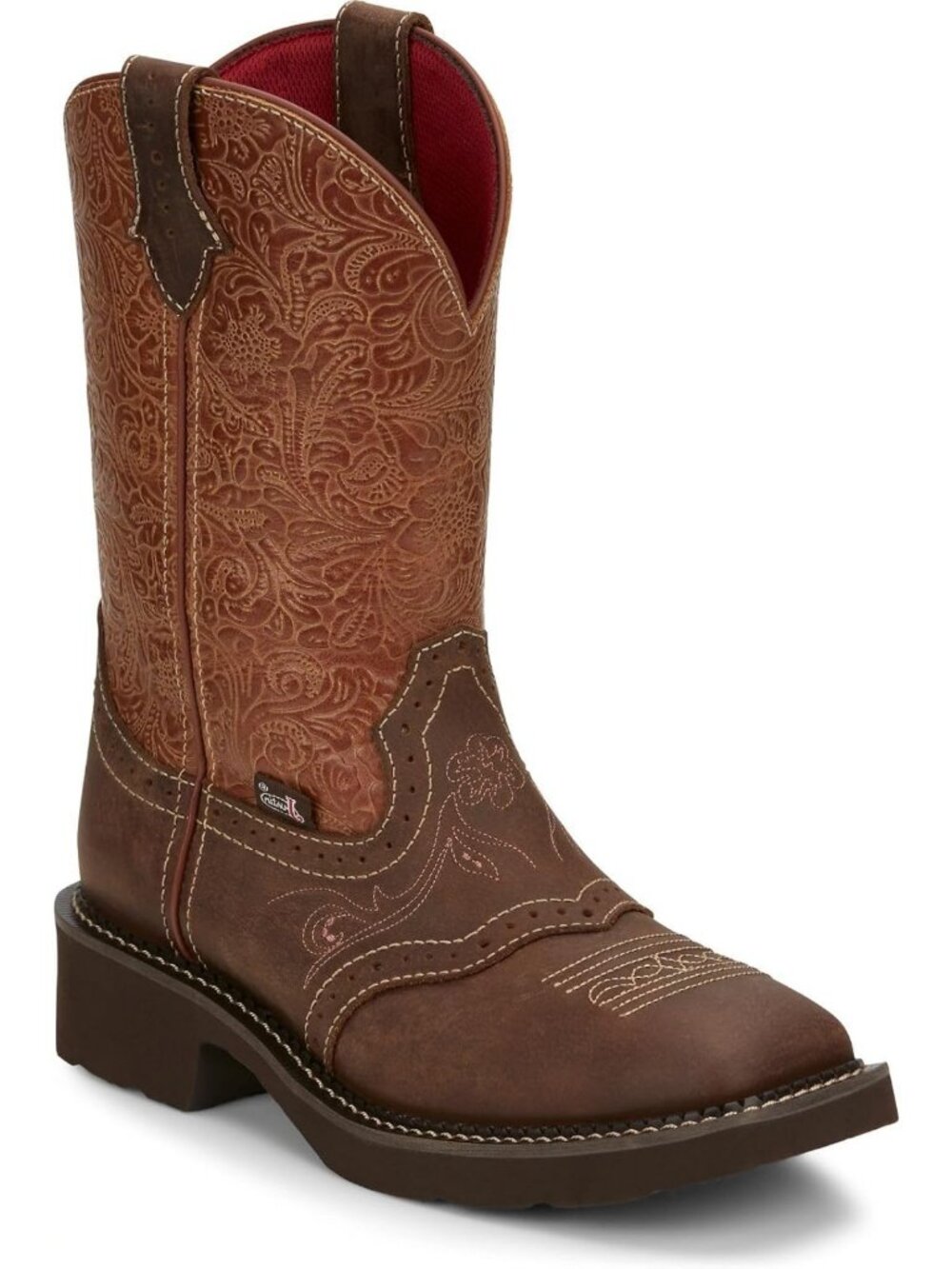 Stylish Embossed Leather Gypsy Cowgirl Boots - 11" Square Toe, Comfortable